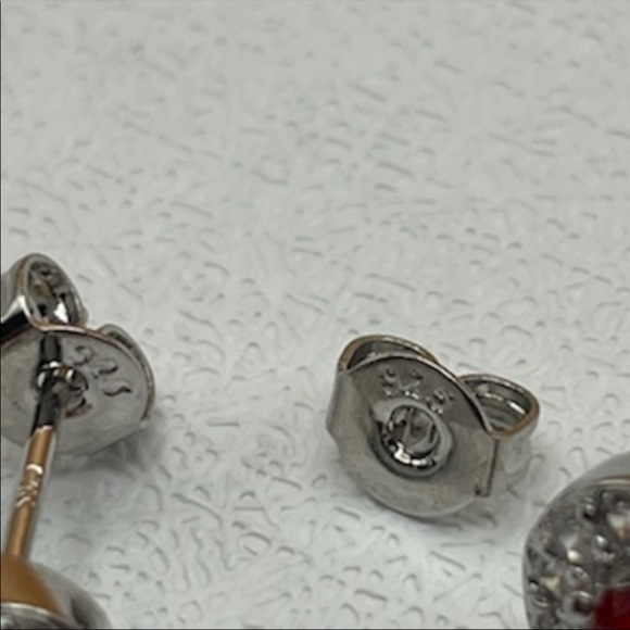 925 Sterling Silver Red Ruby Diamond Tear Drop Pear Cut Elegant Dangle Earrings - Picture 6 of 13